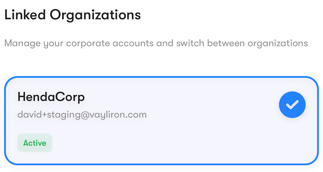 Corporate organisation account